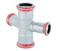 Geberit Geberit Raccord en croix Mapress acier C d 22x15 mm, 30°, rouge, galvanisé extérieur Quantité:1