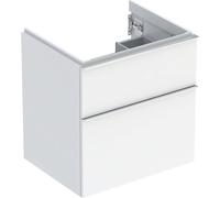 Geberit iCon armoire basse pour lavabo, 2 tiroirs, 59,2x61,5x47,6 cm, 502303, Coloris: FaÃ§ade/carcasse : blanc/laquÃ© brillant, poignÃ©e : chromÃ© brillant - 502.303.01.2