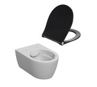 Geberit Icon cuvette suspendue 35.5x53x33cm chasse profonde sans bride blanc avec abattant softclose et quickrelease noir 501661001