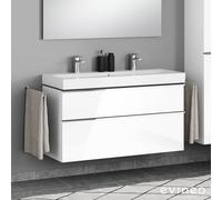 Geberit iCon Double vasque, meuble sous-vasque ineo4 d’evineo l : 120 cm, 2 tiroirs, avec poignée,, 124020600+BE0222WH,