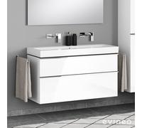 Geberit iCon Double vasque, meuble sous-vasque ineo4 d’evineo l : 120 cm, 2 tiroirs, avec poignée,, 124025600+BE0222WH,