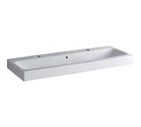 Geberit Icon lavabo 120x48.5x16cm 1 bassin 2 trous de robinet À gauche et à droite avec trop-plein anti-saleté Céramique Blanc brillant 124020600