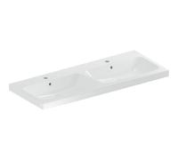 Geberit iCon Light lavabo double, 120 cm x 48 cm, avec 2 trous pour robinets, avec trop-plein,501838, 501.838.00.1, Couleur: blanc