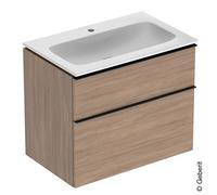 Geberit iCon lavabo avec meuble bas 75 cm 502336JH1 ensemble lavabo 75x63x48cm, blanc , corps chêne, poignée lave mat