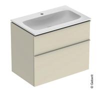 Geberit Lavabo avec meuble bas iCon 502336JL1 75cm – blanc, corps sable brillant, poignée sable mat