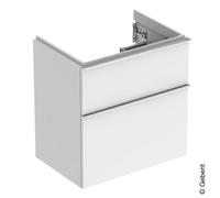 Geberit iCon meuble sous-vasque 502307012 59,2x61,5x41,6cm, 2 tiroirs, blanc brillant, poignée chromée brillante