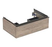 Geberit Armoire basse pour lavabo iCon 1 tiroir 74×24,7×47,6 cm Noyer Hickory, poignée lave/poudre mate