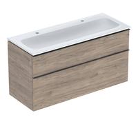 Geberit iCon lavabo avec meuble bas 120 cm 502334JR1 Ensemble lavabo 120x63x48cm, blanc /KeraTect, corps noyer, poignée lave mate