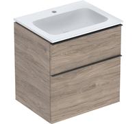 Geberit iCon vasque avec meuble sous vasque 60 cm 502331JR1 Ensemble vasque 60x63x48cm, blanc /KeraTect, corps noyer, poignée lave mat