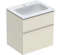 Geberit iCon lavabo avec meuble bas 60 cm 502335JL1 Ensemble lavabo 60x63x48cm, blanc , corps sable brillant, poignée sable mat