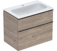 Geberit iCon lavabo avec meuble bas 75 cm 502336JR1 Ensemble lavabo 75x63x48cm, blanc , corps noyer, poignée lave mat