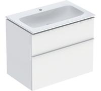 Geberit iCon Set lavabo pour meubles avec meuble sous-lavabo, 2 tiroirs, 75x63x48 cm, 502336, 502332013, Couleur: lavabo : blanc/KeraTect, façade/carcasse : blanc/lacqué mat, poignée : blanc/lacqué ma