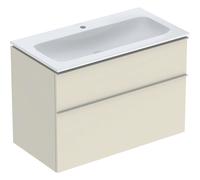 Lavabo Icon Geberit avec meuble bas 90 cm 502333JL1 Ensemble lavabo 90x63x48cm, blanc /KeraTect, corps sable brillant, poignée sable mat