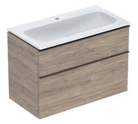 Geberit iCon vasque avec meuble sous vasque 90 cm 502333JR1 Ensemble vasque 90x63x48cm, blanc /KeraTect, corps noyer, poignée lave mat