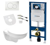 Geberit Kit complet WC suspendu sans bord, couvercle, élément de paroi avant, isolation acoustique, plaque d'actionnement