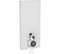 Geberit module sanitaire Monolith 114 cm, entrée d'eau arrière centre, Verre blanc/aluminium brossé