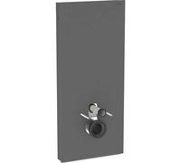Geberit Monolith module sanitaire pour WC suspendu, 114 cm, entrée deau derrière au centre, avec tubulure de raccordement, 131.031.CD.5, Couleur: Verre noir / aluminium brossé noir