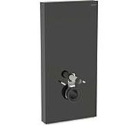 Geberit Monolith module WC mural 131222SJ6 hauteur 101cm, façade en verre noir, côté aluminium noir chrome