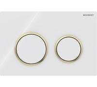 Geberit Plaque d'actionnement Omega 20 Ronde 115085KK1 blanc /plaquée or, pour réservoir Omega