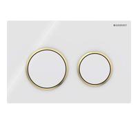 Geberit Omega20 - Plaque de commande pour WC avec pour chasses d'eau à 2 volumes blanc / or/white