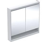 Geberit One armoire à miroir 505833002 90 x 90 x 15cm, blanc / aluminium thermolaqué, avec niche et ComfortLight, 2 portes