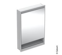 Geberit Armoire de toilette ONE – encastrée 60x90 cm, 1 porte, ComfortLight, blanc/aluminium