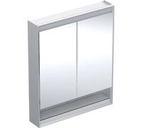 Geberit One armoire à glace 505832001 75 x 90 x 15 cm, aluminium anodisé, avec niche et ComfortLight, 2 portes