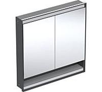 Geberit ONE armoire de toilette avec ComfortLight, 2 portes, montage encastré, avec niche, 90x90x15cm, 505.823.00., Coloris: noir mat / aluminium revêtu par poudre - 505.823.00.7