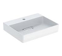 Geberit ONE - Waschtisch 500x410mm Abgang horizontal mit Hahnl ohne Überl weiß KeraTect/weiß glzd
