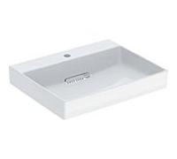 Geberit One lavabo 505034001 60 cm, avec trou pour robinetterie au milieu, sans trop-plein, blanc KeraTect/couvercle blanc