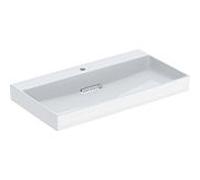 Geberit One lavabo 505038001 90 cm, avec trou pour robinetterie au milieu, sans trop-plein, blanc KeraTect/couvercle blanc