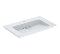 Geberit One lavabo pour meuble 505004001 75 cm, trou pour robinetterie au milieu, sans trop-plein, blanc KeraTect/couvercle blanc