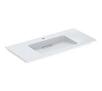 Geberit One meuble lavabo 505015001 105 cm, trou pour robinetterie au milieu, sans trop-plein, blanc KeraTect/couvercle blanc