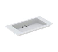 Geberit One meuble lavabo 500391011 75x13x40cm, sans trou pour robinetterie, trop-plein caché, blanc Keratect/couvercle chromé brillant
