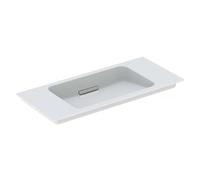 Geberit One meuble lavabo 500395012 90x13x40cm, sans trou pour robinetterie, recouvert de trop-plein, blanc Keratect/couvercle chromé brossé