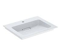 Geberit One meuble lavabo 505002001 60 cm, trou pour robinetterie au milieu, sans trop-plein, blanc KeraTect/couvercle blanc