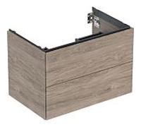 Geberit Armoire sous lavabo ONE 2 tiroirs 74×50,4×47 cm Noyer hickory/mélamine