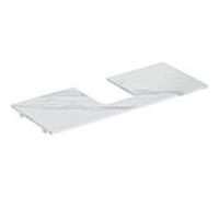 Geberit One plan de lavabo 505105001 120x2x47cm, découpe au milieu, grès, aspect marbre blanc /mat