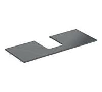 Geberit Plaque de lavabo ONE — grès 120×2×47 cm, découpe au centre, aspect marbre noir mat