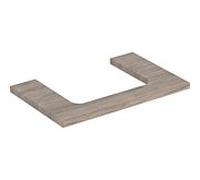 Geberit One plan de lavabo 505282006 75 x 3 x 47 cm, structure en noyer hickory/mélamine, découpe au milieu