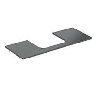 Geberit One plan vasque 505115002 120x2x47cm, découpe au milieu, grès, aspect marbre noir/mat