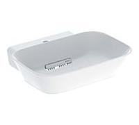 Geberit One vasque à poser 505051001 50cm, forme vasque, trou pour robinetterie au milieu, sans trop-plein, blanc KeraTect/couvercle blanc brillant