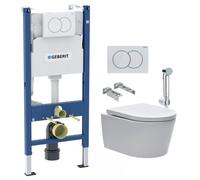 Pack bâti-support 112 cm + cuvette Swiss Aqua Technologies sans bride + douchette bidet + plaque blanche