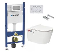 pack bâti-support 112cm + wc sans bride sat brevis + abattant ultra-fin, softclose + plaque blanche (brevisgeb3)