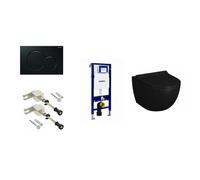 Geberit - Pack Bati-support Geberit UP320 + plaque Geberit Sigma01 + WC suspendu sans bride Vitra Sento+abattant noir mat (GROHE-sentonoir