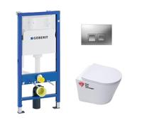 Pack WC Bati-support Duofix UP100 + Cuvette SAT Infinitio sans bride fixations invisibles + Plaque chrome