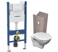 Geberit - Pack WC Bati-support Geberit Duofix + WC suspendu Jika Neo + Abattant + Plaque blanche + Set d'habillage...