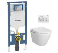 pack wc bâti-support up720 extra-plat + wc sans bride integra avec fixations invisibles + abattant softclose + plaque blanche