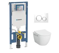 Geberit - Pack WC Bati-support Geberit UP720 extra-plat + WC sans bride Vitra Integra avec fixations invisibles + Abattant softclose + Pla