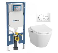 Geberit - Pack WC Bati-support Geberit UP720 extra-plat + WC sans bride Vitra Integra avec fixations invisibles + Abattant softclose + Pla